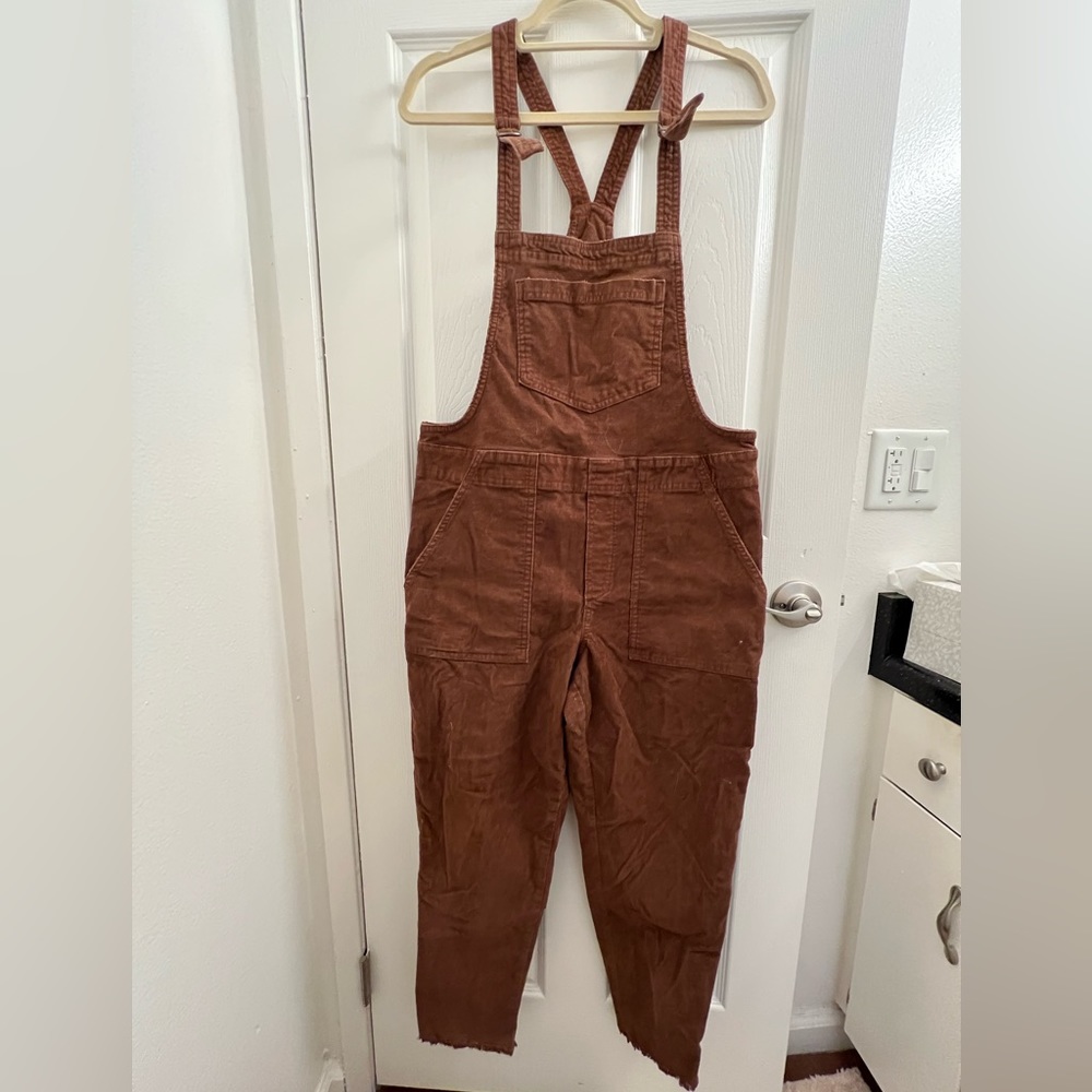 aerie brown corduroy overalls